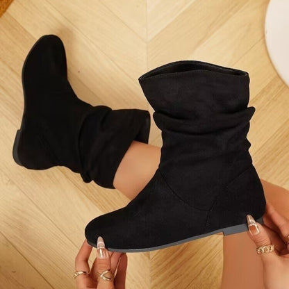 Women's Ruched Flat Ankle Boots