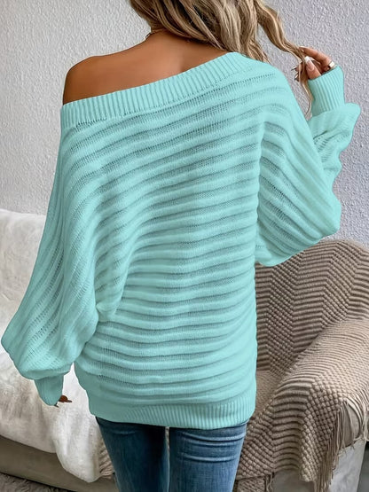 Women’s Ribbed Off-Shoulder Pullover Sweater