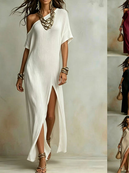 Women's One-Shoulder Asymmetrical Maxi Dress
