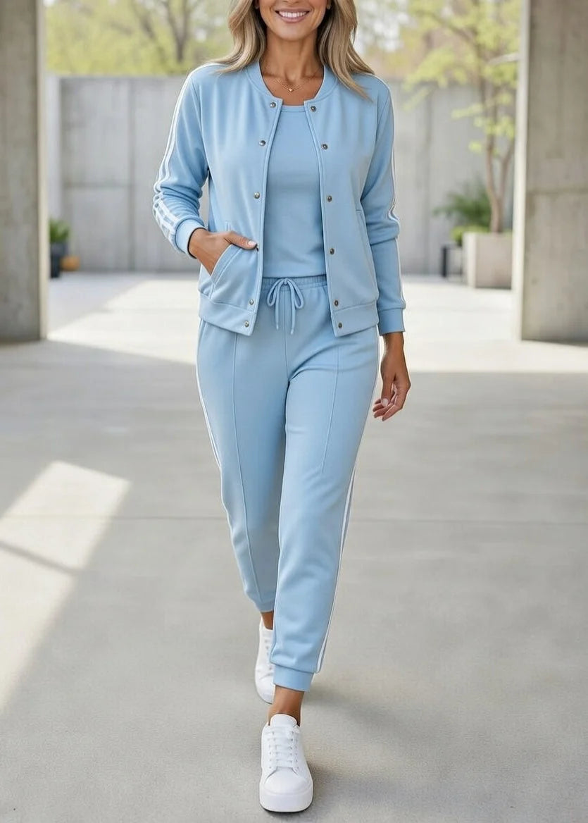 Women’s Casual Sport Stripe Jacket & Jogger Set