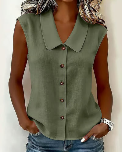 Women's Sleeveless Button-Up Blouse