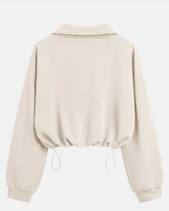Quarter-Zip Drawstring Hem Sweatshirt