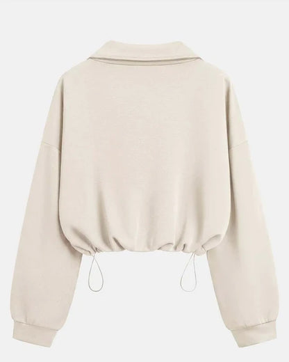 Quarter-Zip Drawstring Hem Sweatshirt