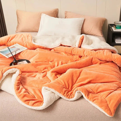Double-Layer Plush Blanket with Fleece Lining