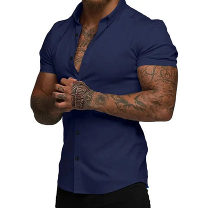 Men's Slim-Fit Short Sleeve Button-Up Shirt