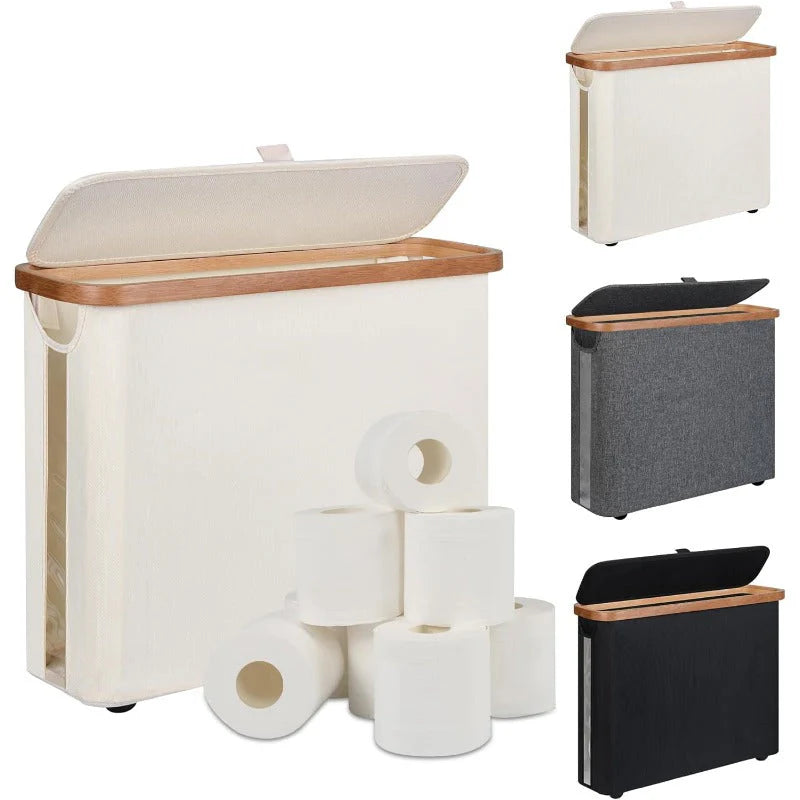 Foldable Toilet Paper Storage Basket with Lid