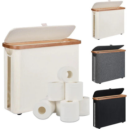 Foldable Toilet Paper Storage Basket with Lid