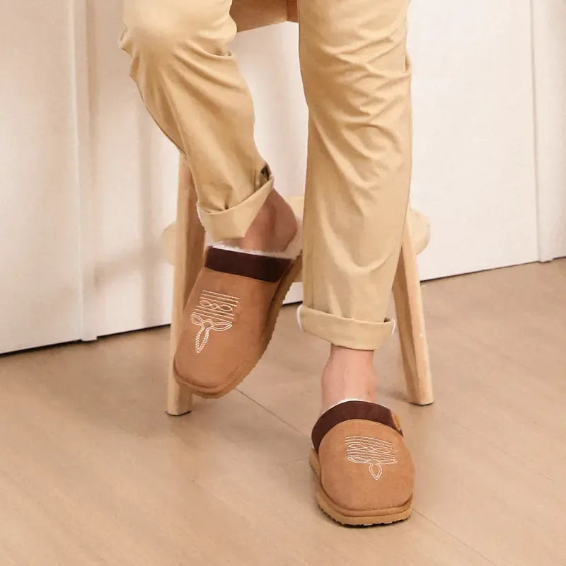 Unisex Embroidered Mule Slippers