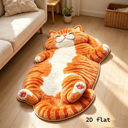 Cat-Shaped Plush Floor Rug