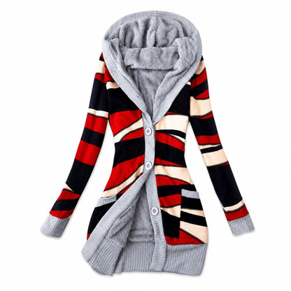 Women's Hooded Button-Front Knit Cardigan