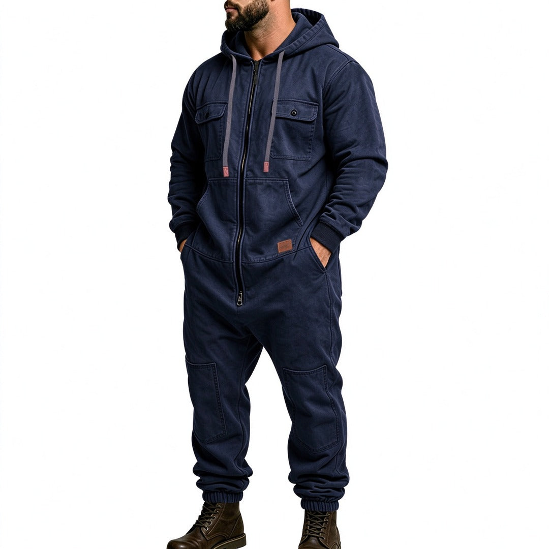 Men's Hooded Zip-Up Jumpsuit