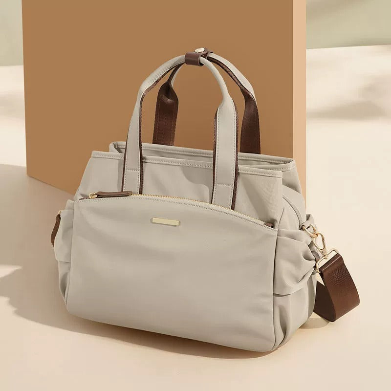 Women's Tote Bag with Pleated Side Pockets
