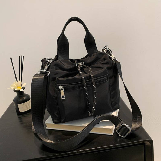 Women’s Lightweight Nylon Drawstring Bucket Bag