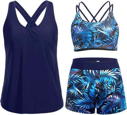 Women's Three-Piece Tankini Swim Set