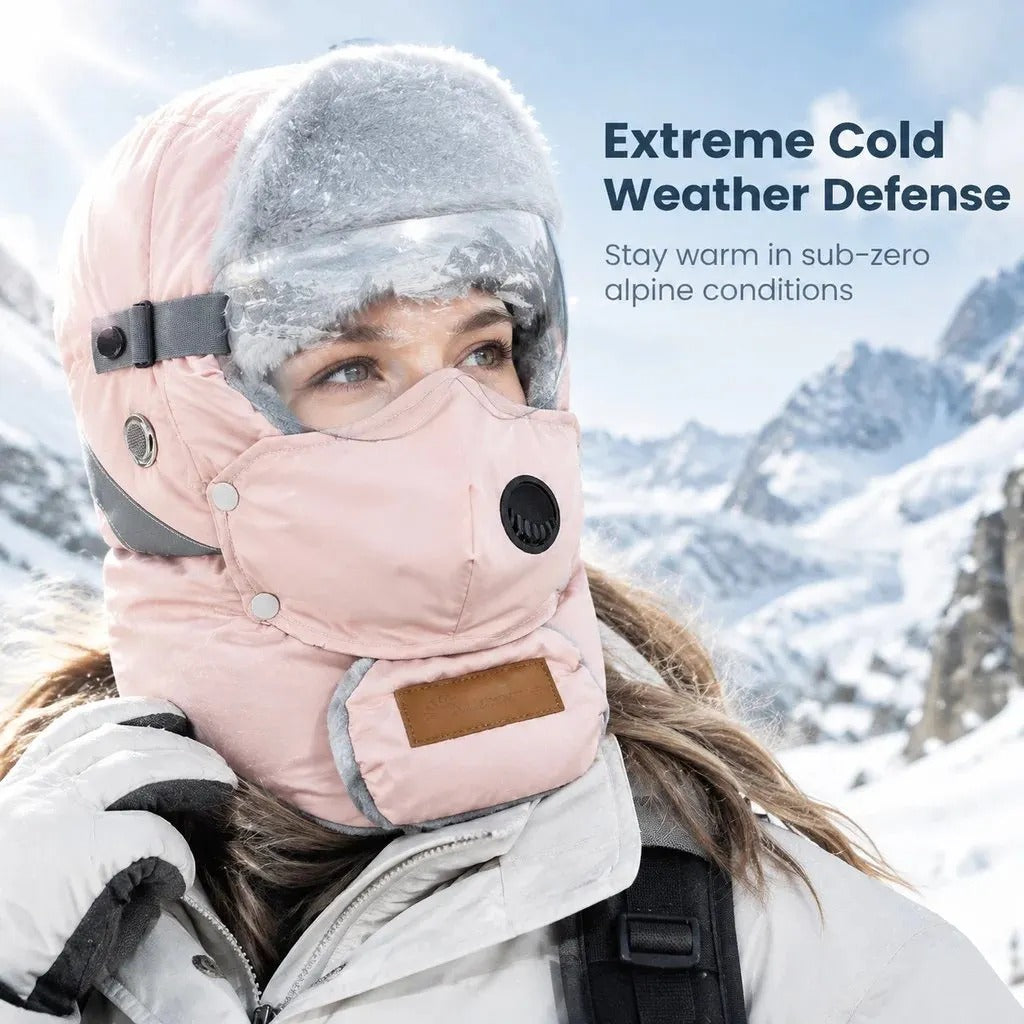 Women's Winter Hat with Face Covering and Goggles