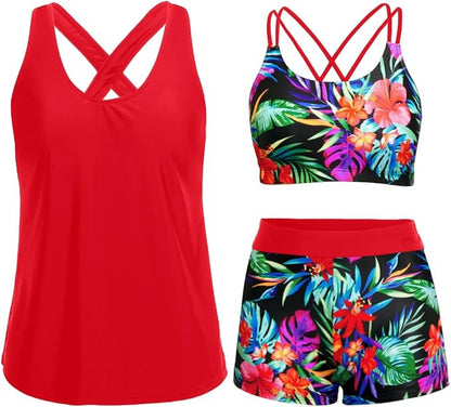 Women's Three-Piece Tankini Swim Set