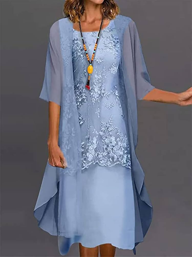 Women's Lace Overlay Dress Set