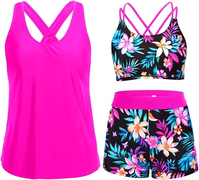 Women's Three-Piece Tankini Swim Set