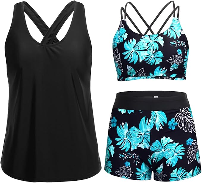 Women's Three-Piece Tankini Swim Set