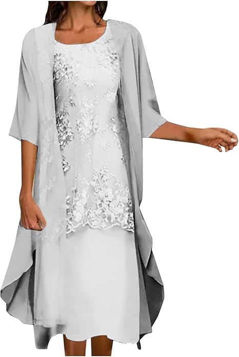 Women's Lace Overlay Dress Set