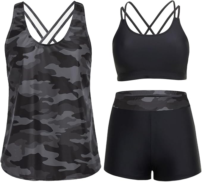 Women's Three-Piece Tankini Swim Set