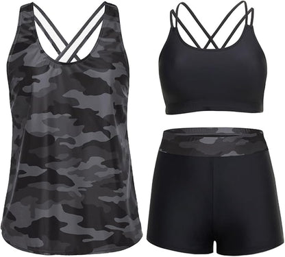 Women's Three-Piece Tankini Swim Set