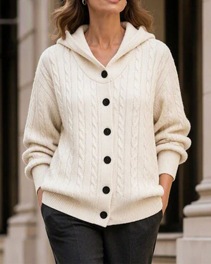 Women's Hooded Button-Front Cardigan