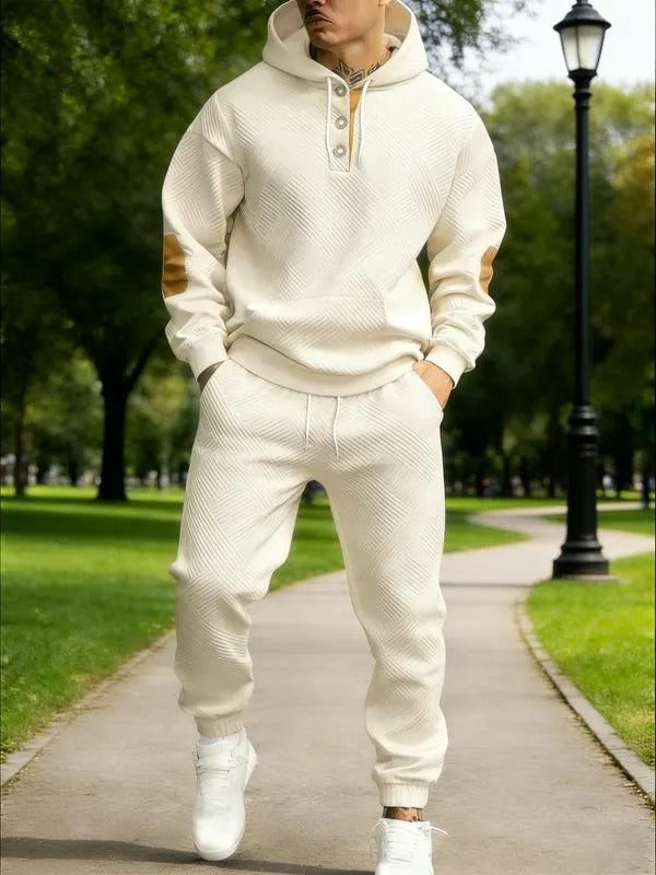 Men's Textured Hoodie and Sweatpants Set