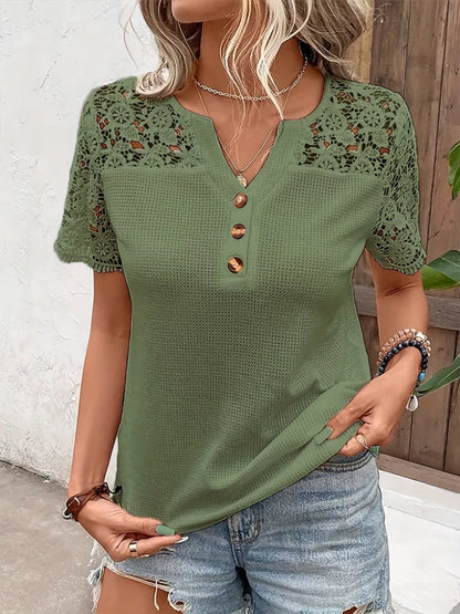 Women's Lace-Detail V-Neck Top