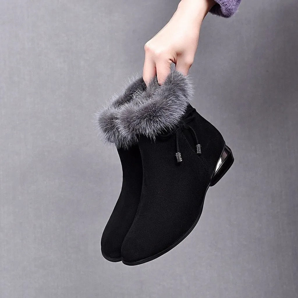 Women's Ankle Boots with Faux Fur Trim