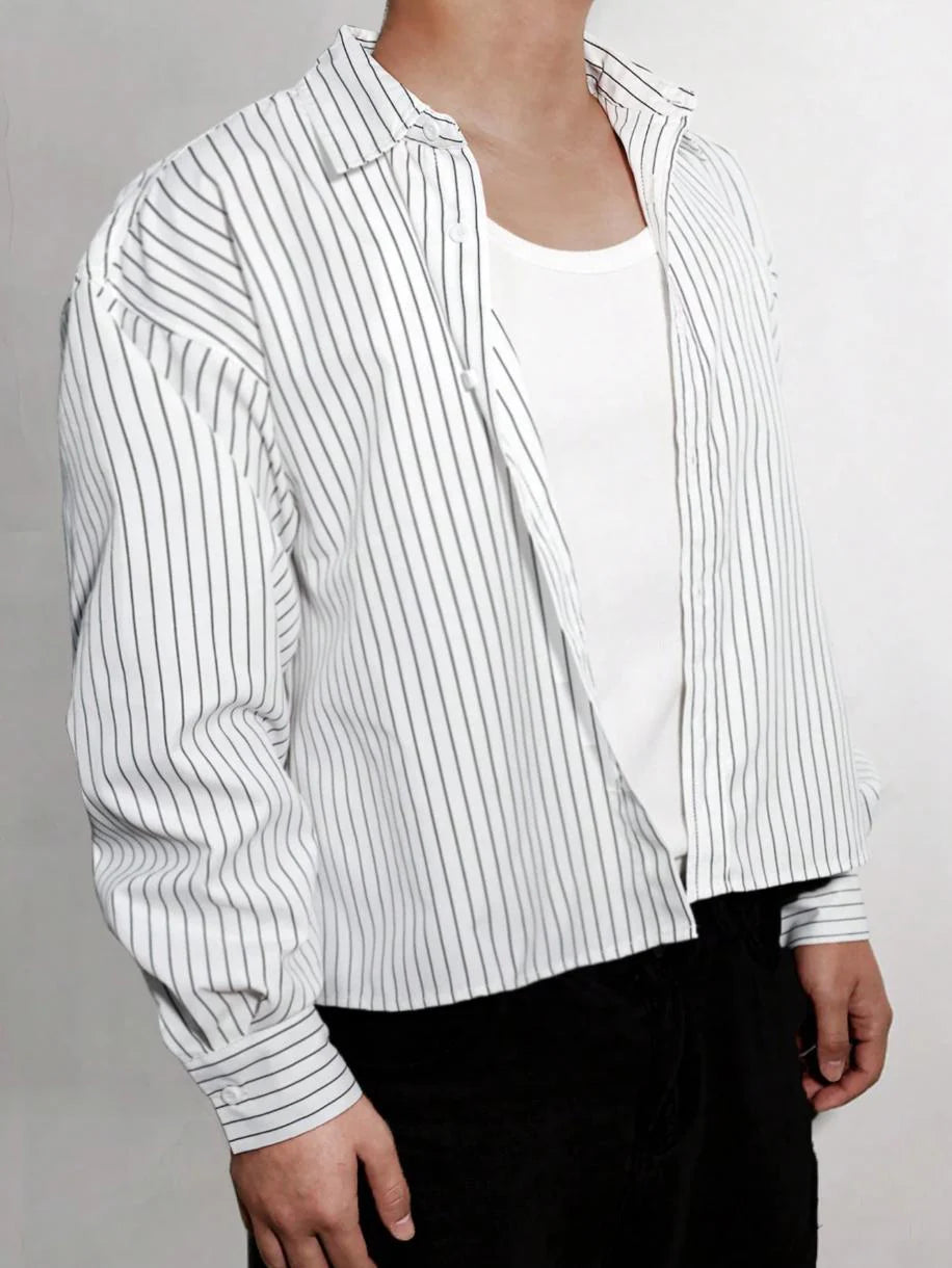 Men's Relaxed Fit Striped Button-Up Shirt