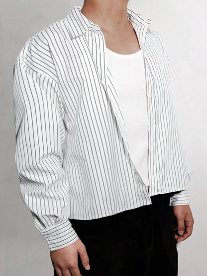 Men's Relaxed Fit Striped Button-Up Shirt