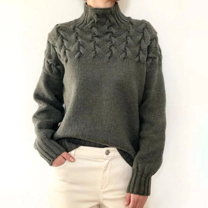 Women's Cable Pattern Roll Neck Sweater