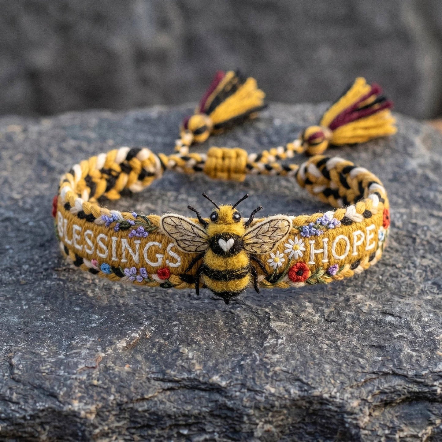 Handmade Honey Bee Woven Bracelet