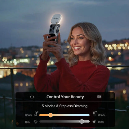 Magnetic Phone LED Selfie Light with Mirror