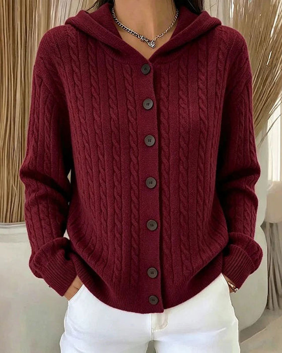 Women's Hooded Button-Front Cardigan