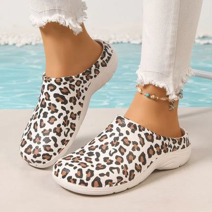 Women’s Leopard Print Flat Mule Sandals