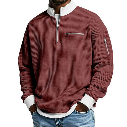 Men's Quarter-Zip Textured Pullover