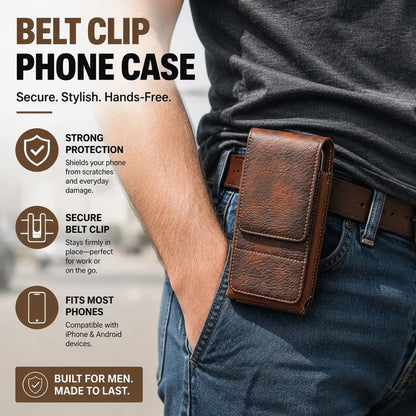 Men's Belt Clip Cell Phone Holster Pouch with Card Pocket