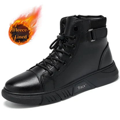 Men's Lace-Up Buckle Strap Boots