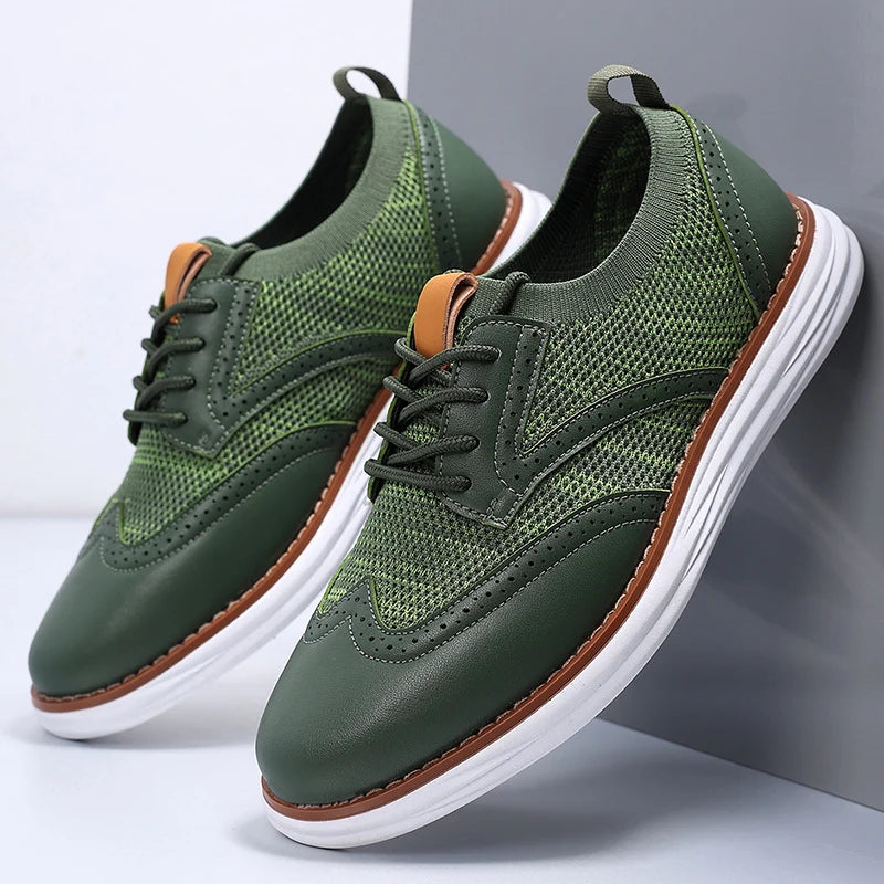 Men's Lace-Up Mesh Panel Casual Sneakers
