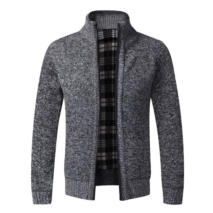 Men's Textured Knit Zip Cardigan