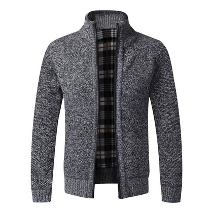 Men's Textured Knit Zip Cardigan