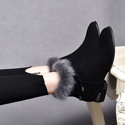 Women's Ankle Boots with Faux Fur Trim