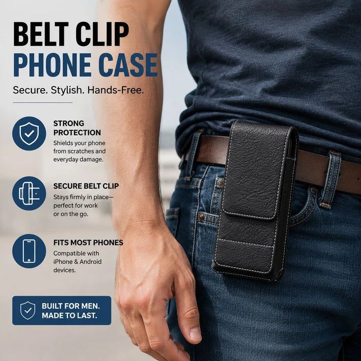 Men's Belt Clip Cell Phone Holster Pouch with Card Pocket