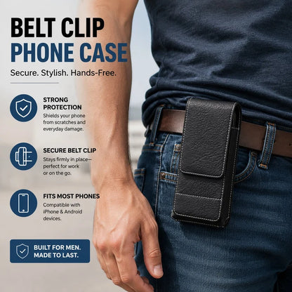 Men's Belt Clip Cell Phone Holster Pouch with Card Pocket