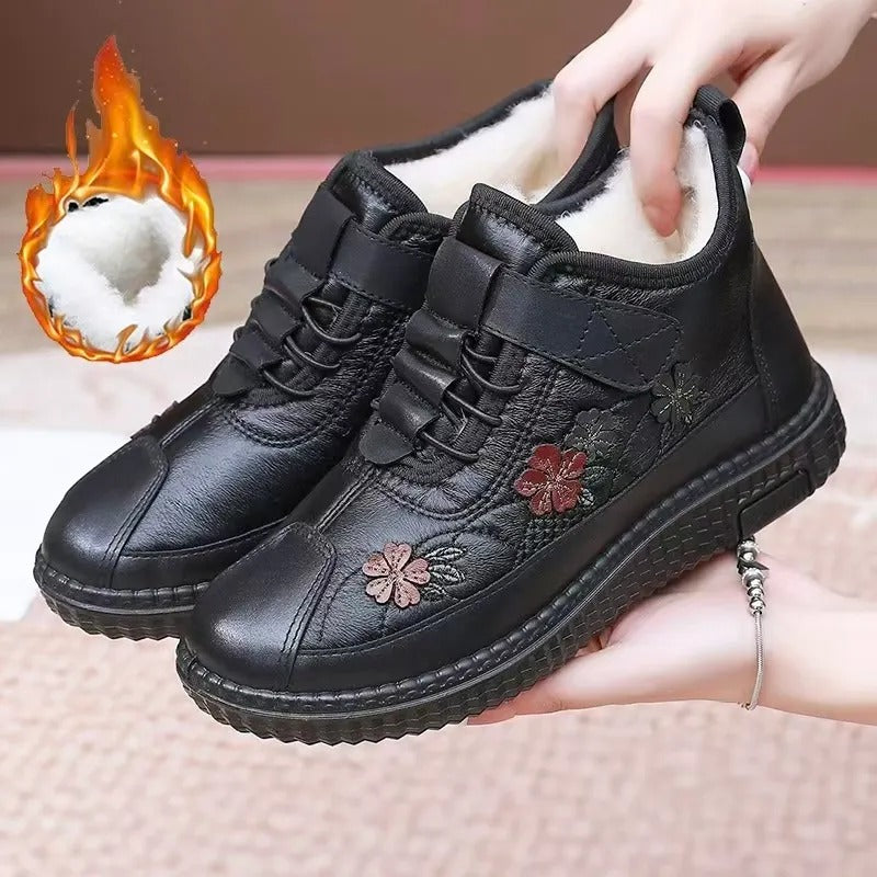 Women's Floral Embroidered Lace-Up Shoes