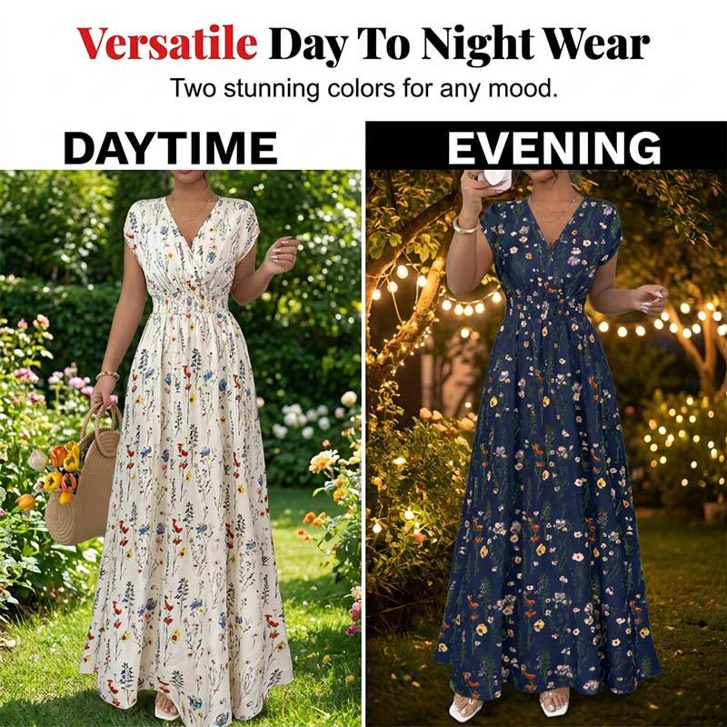 Women's Floral V-Neck Maxi Dress