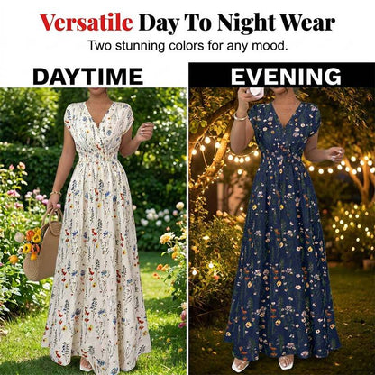 Women's Floral V-Neck Maxi Dress