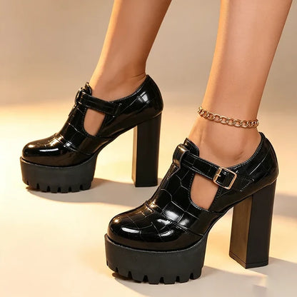 Women’s T-Strap Platform Block Heels